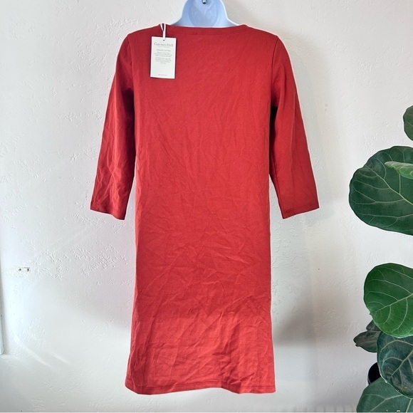 GARNET HILL Barteau Organic Cotton Dress Rust Red Boat Neck Pocket Size 00 NWT - Picture 5 of 14